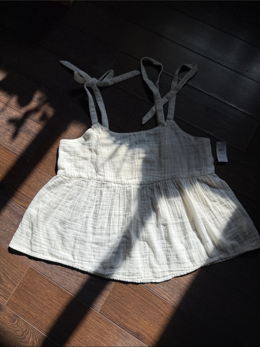 Old Navy NWT Ivory Cotton Tie-Shoulder Swing Cami Blouse Size S